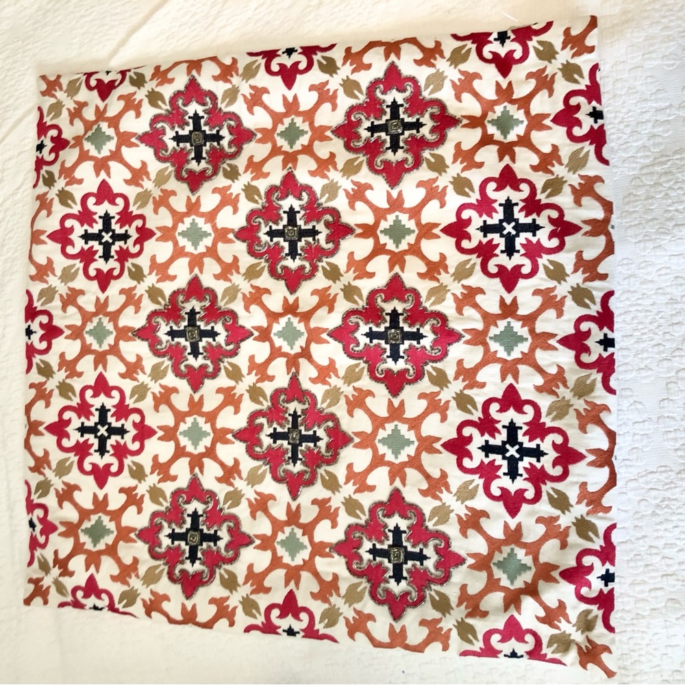 CALLISTO HOME Multi Color Embroidered Beaded Pillow Cover 22"x 22" EUC